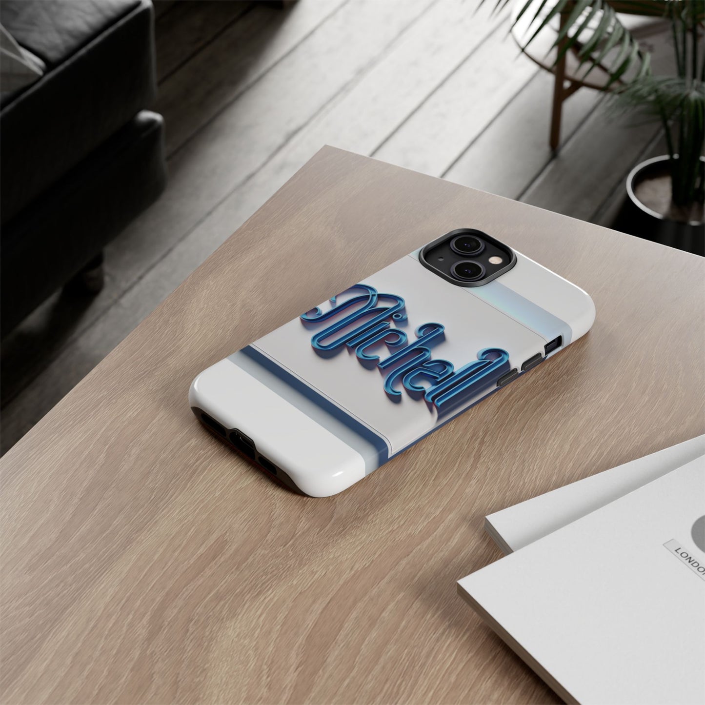 vibrant 3d glossy phone case in retro blue design stylish protection accessory compatible with iphone 13, 14, 15 & 16 – all models including pro, pro max & plus