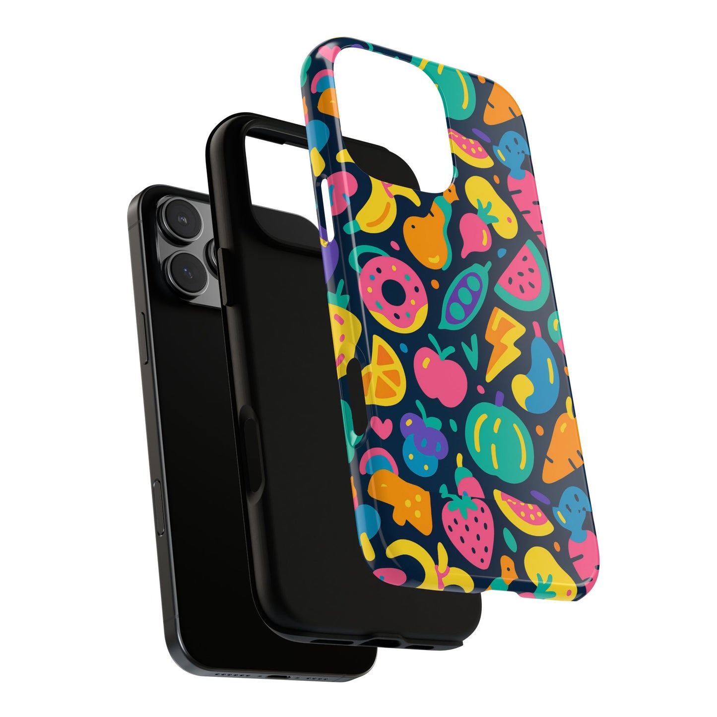 vibrant 3d fruit pattern protective phone case colourful accessory for stylish individuals compatible with iphone 13, 14, 15 & 16 – all models including pro, pro max & plus