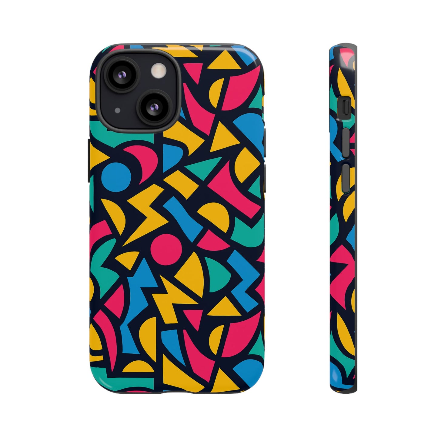 vibrant retro aesthetic phone case – stylish protection in multicolour design – compatible with iphone 13, 14, 15 & 16 – all models including pro, pro max & plus