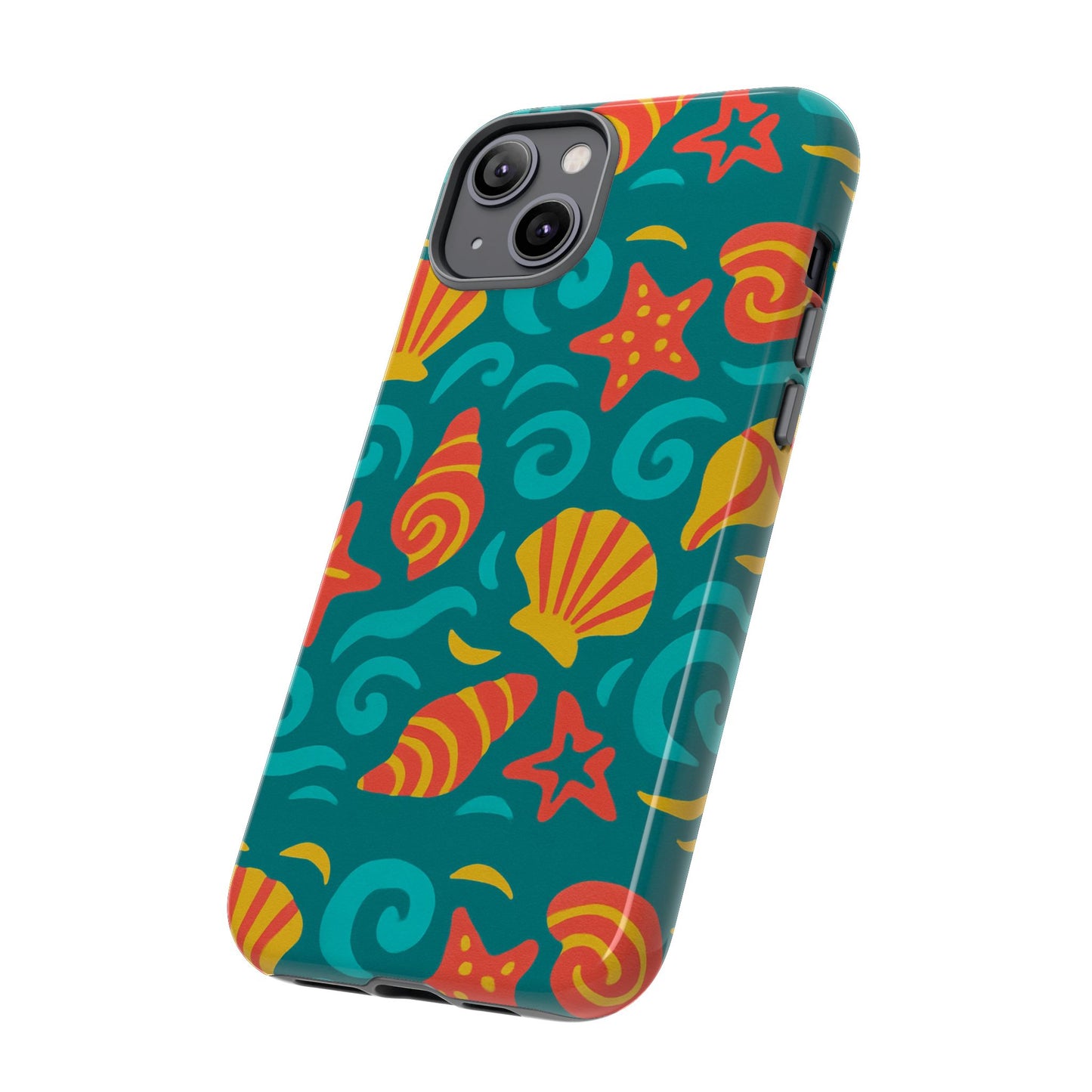 vibrant coastal shell pattern protective phone case for stylish self-expression compatible with iphone 13, 14, 15 & 16 – all models including pro, pro max & plus
