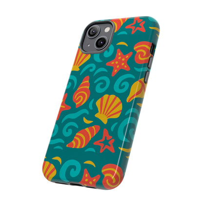Vibrant Coastal Shell Pattern Protective Phone Case for Stylish Self-Expression Compatible with iPhone 13, 14, 15 & 16 – all models including Pro, Pro Max & Plus