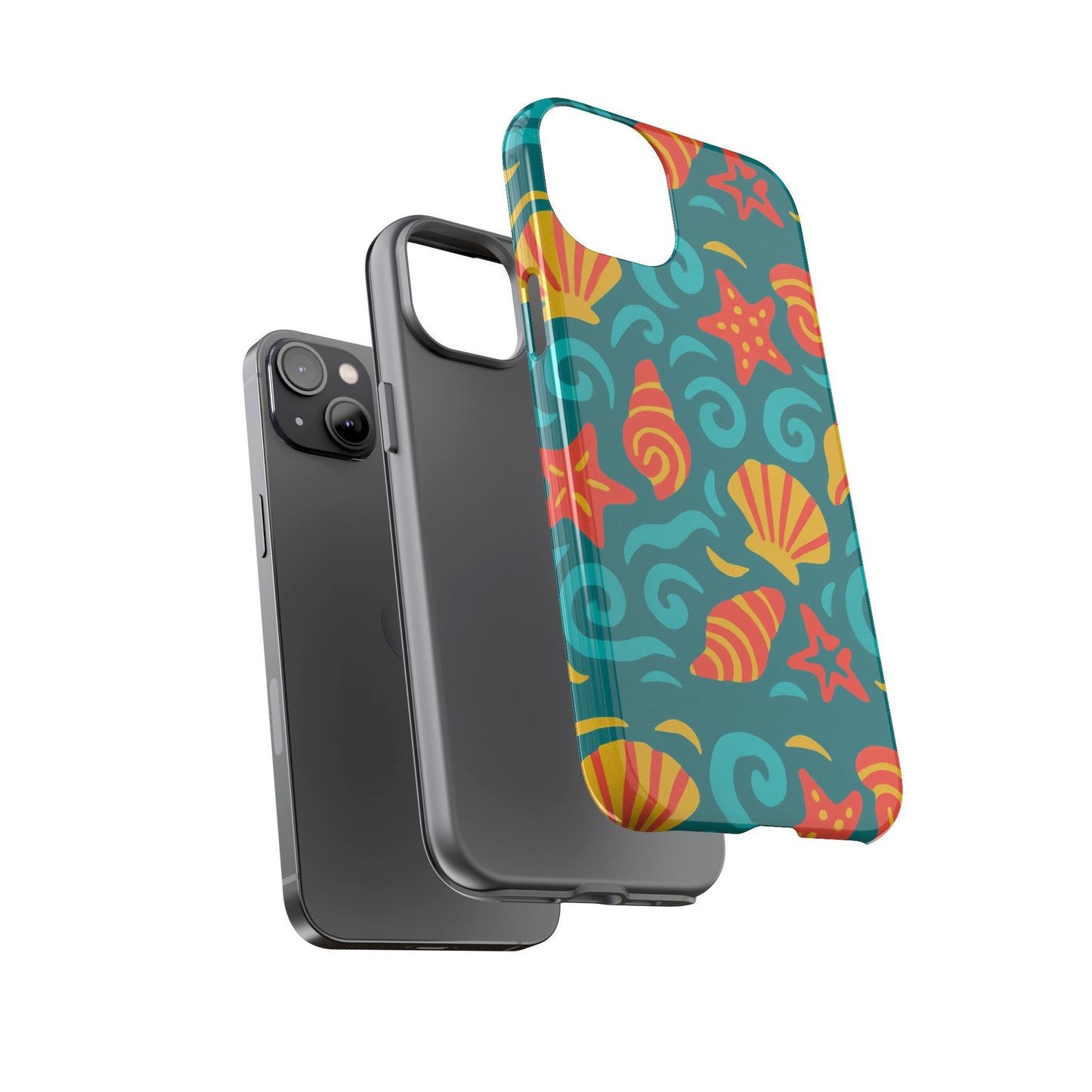 vibrant coastal shell pattern protective phone case for stylish self-expression compatible with iphone 13, 14, 15 & 16 – all models including pro, pro max & plus
