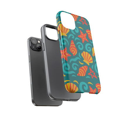 Vibrant Coastal Shell Pattern Protective Phone Case for Stylish Self-Expression Compatible with iPhone 13, 14, 15 & 16 – all models including Pro, Pro Max & Plus