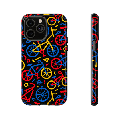 Multicolour 3D Bicycle Phone Case with Retro Design for Stylish Protection Compatible with iPhone 13, 14, 15 & 16 – all models including Pro, Pro Max & Plus