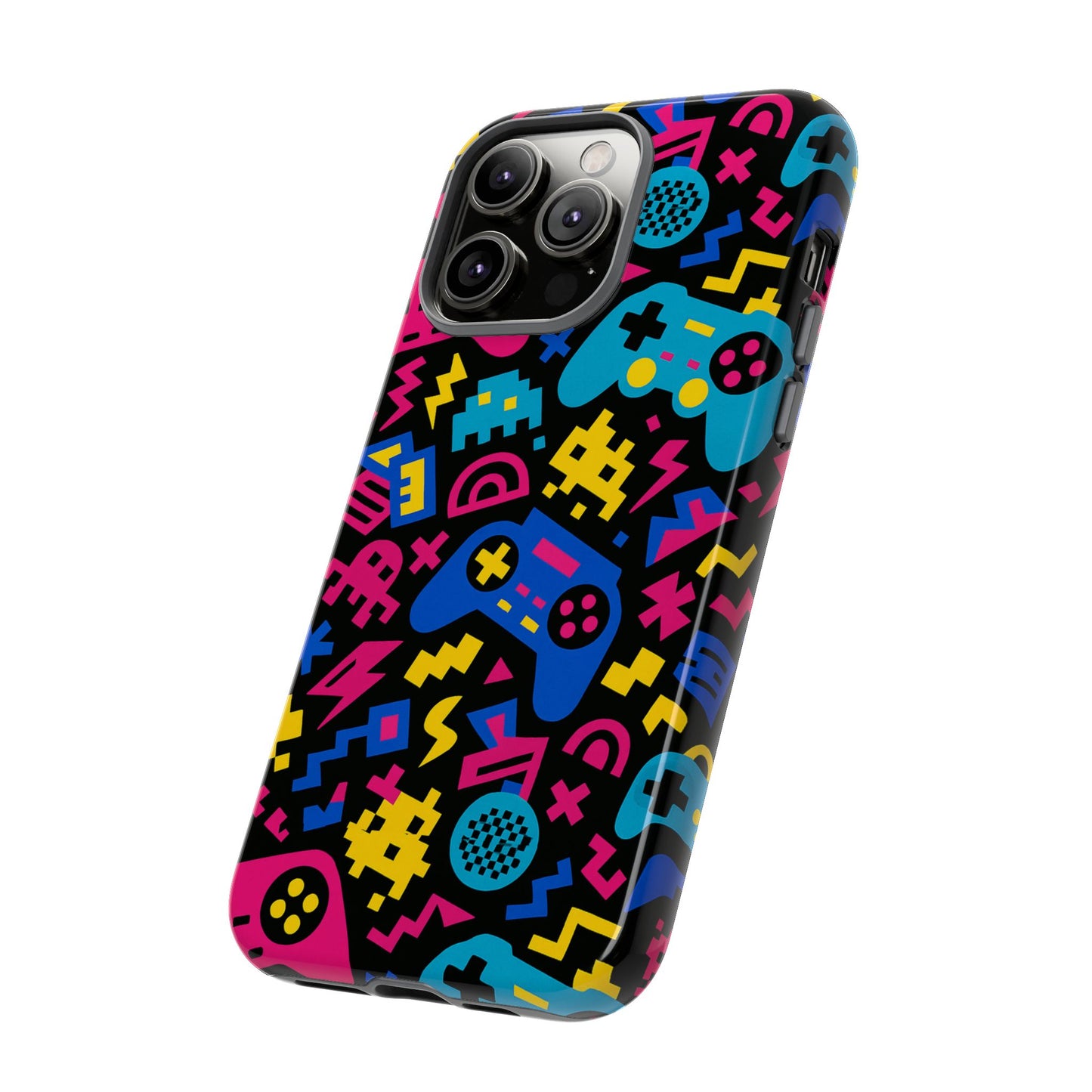 vibrant retro gaming phone case with 3d design for stylish protection compatible with iphone 13, 14, 15 & 16 – all models including pro, pro max & plus