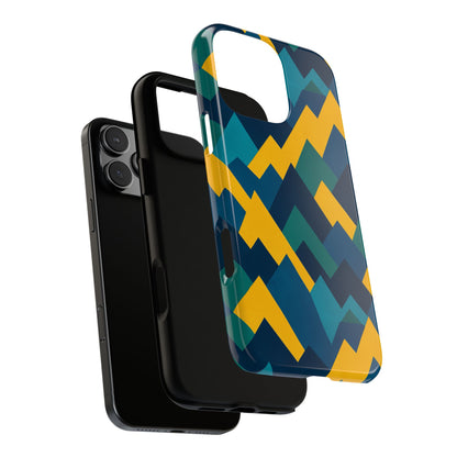 Vibrant Geometric Mountain Design Protective Phone Case for Unique Style and Durable Protection Compatible with iPhone 13, 14, 15 & 16 – all models including Pro, Pro Max & Plus