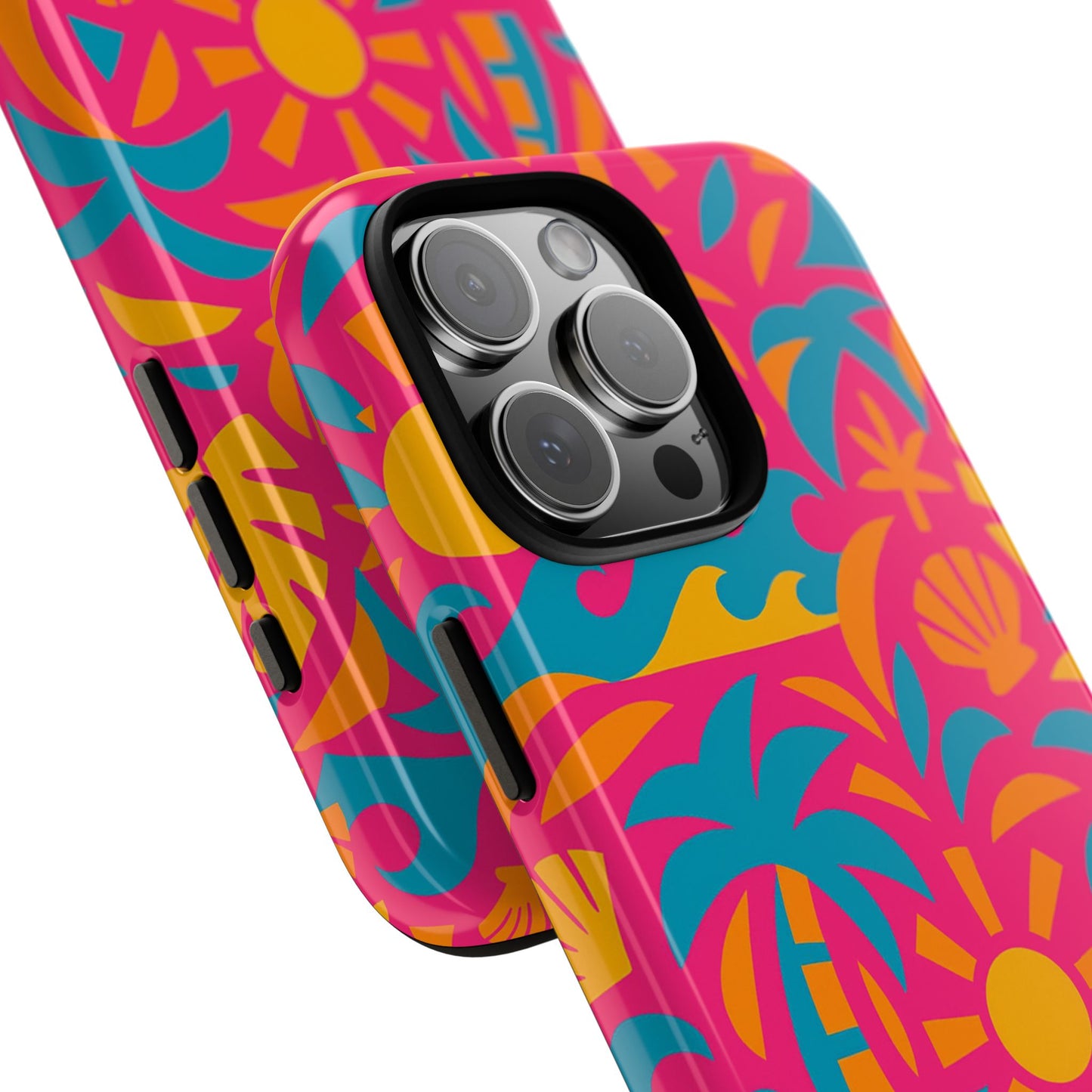 vibrant tropical 3d wrap design protective phone case with retro style – bold accessory for self-expression compatible with iphone 13, 14, 15 & 16 – all models including pro, pro max & plus