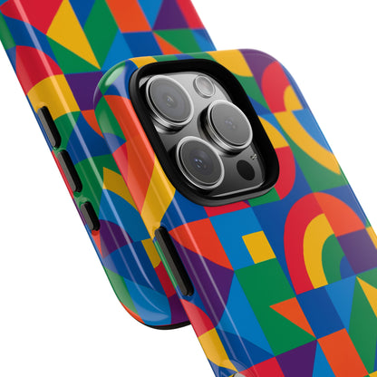 Vibrant 3D Geometric Phone Case with Bold Design Stylish Protection Accessory Compatible with iPhone 13, 14, 15 & 16 – all models including Pro, Pro Max & Plus