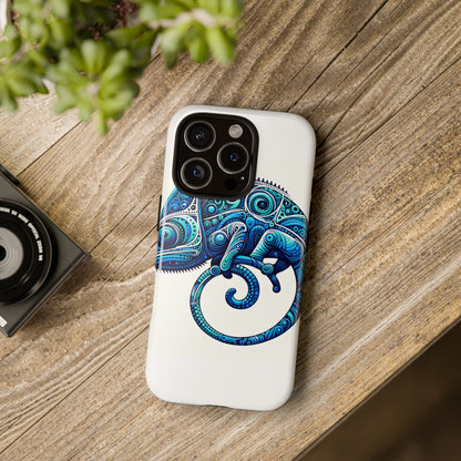 Vibrant 3D Wrap Protective Phone Case with Blue Chameleon Design, Creative Accessory for Unique Style, Compatible with iPhone 13, 14, 15 & 16 – all models including Pro, Pro Max & Plus