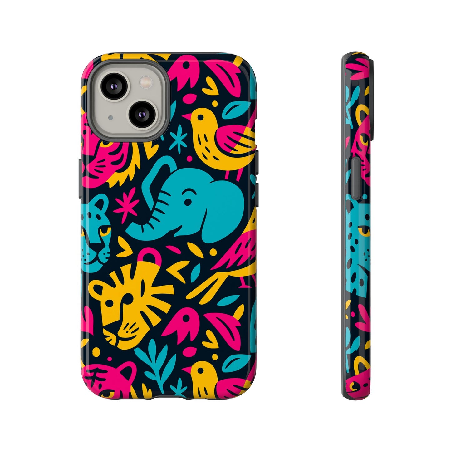 vibrant 3d animal print protective phone case colourful design for stylish protection compatible with iphone 13, 14, 15 & 16 – all models including pro, pro max & plus