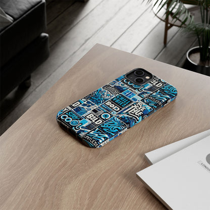 Blue Pattern Image 9 Phone Case for Smartphone Protection with 3D Wrap Design and Shock Absorption in Glossy or Matte Finish