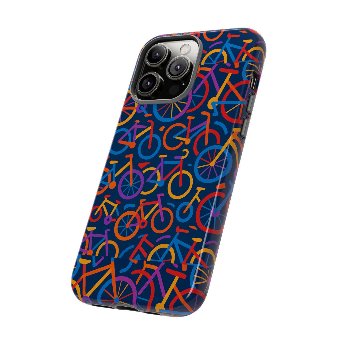 multicolour 3d bicycle pattern protective phone case stylish design for creative individuals compatible with iphone 13, 14, 15 & 16 – all models including pro, pro max & plus