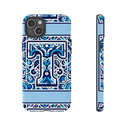 Blue Alphabet T Phone Case with 3D Wrap Shock Absorption and UV Protection for Kids and Teens