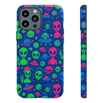 Vibrant Multicolour Alien 3D Wrap Phone Case in Retro Anime Style for Stylish Protection Compatible with iPhone 13, 14, 15 & 16 – all models including Pro, Pro Max & Plus