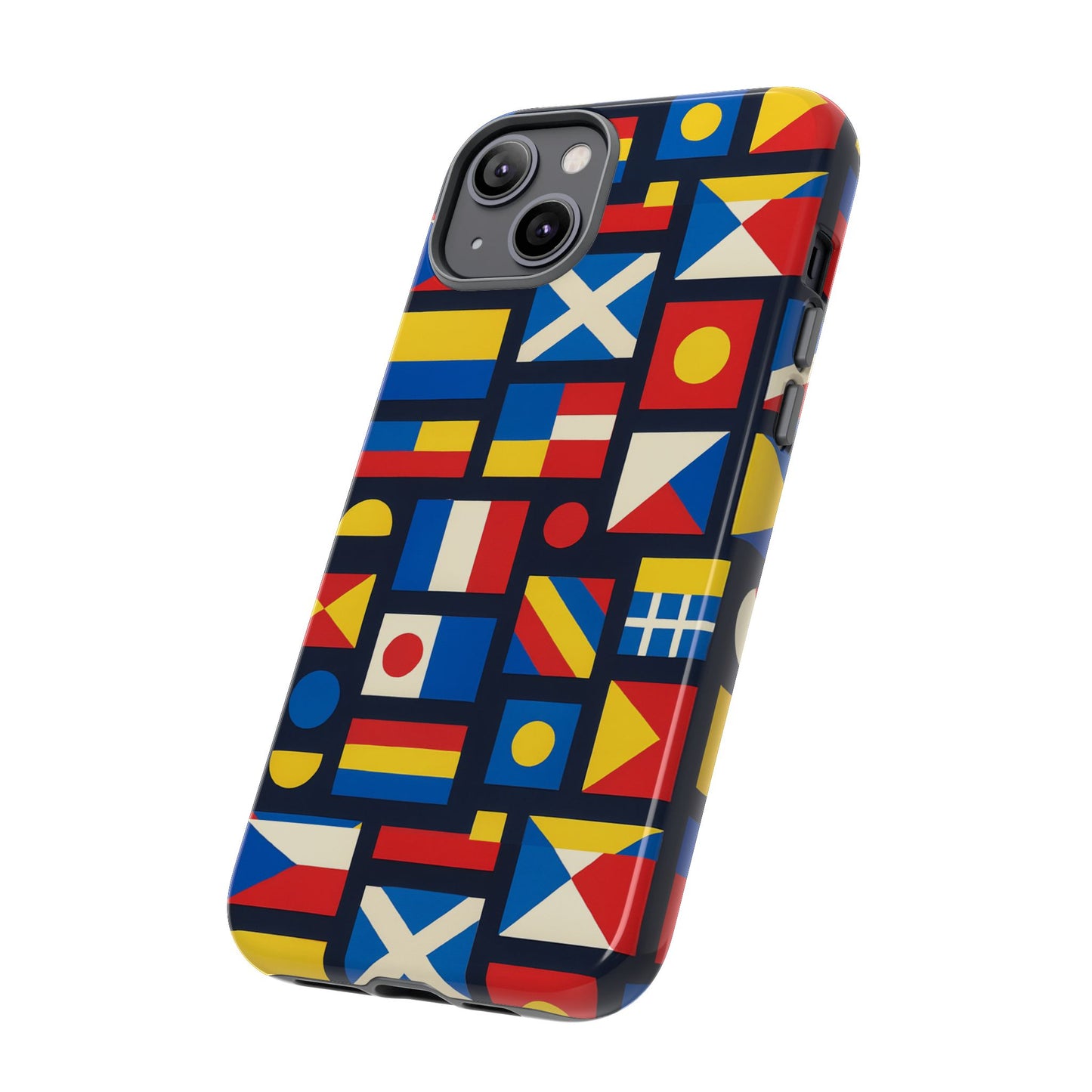 multicolour geometric protective phone case for smartphones, stylish protection and unique design, compatible with iphone 13, 14, 15 & 16 – all models including pro, pro max & plus