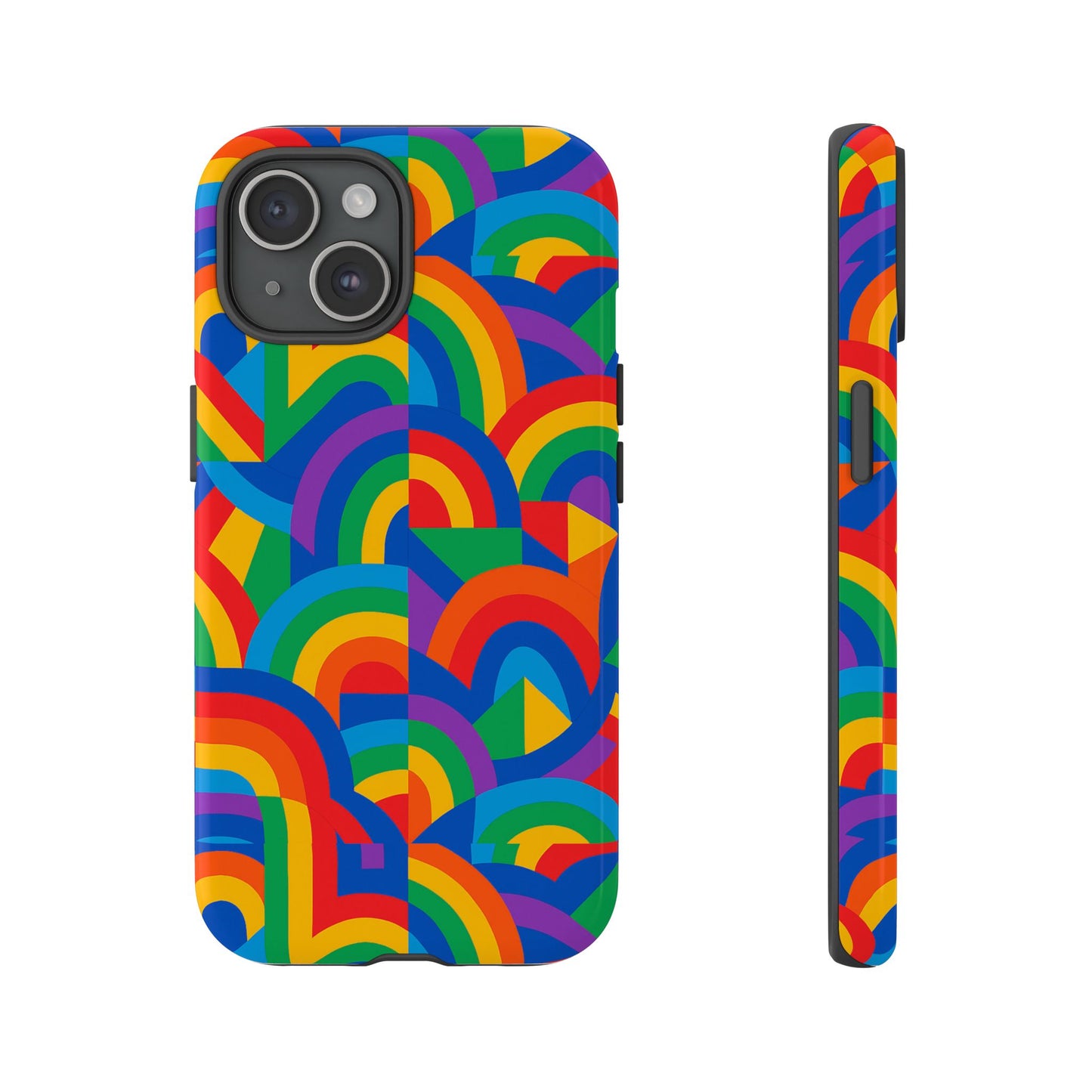multicolour rainbow protective phone case with 3d design for stylish protection compatible with iphone 13, 14, 15 & 16 – all models including pro, pro max & plus