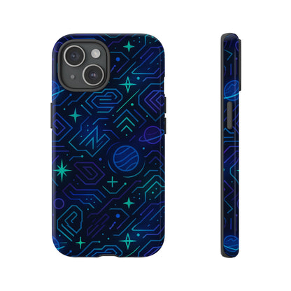Vibrant Space Design Protective Phone Case in Blue and Green 3D Wrap for Stylish Protection Compatible with iPhone 13, 14, 15 & 16 – All Models Including Pro, Pro Max & Plus