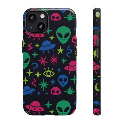 Vibrant Alien Pattern Protective Phone Case with 3D Wrap Design for Unique Expression – Stylish Protection Compatible with iPhone 13, 14, 15 & 16 – All Models Including Pro, Pro Max & Plus