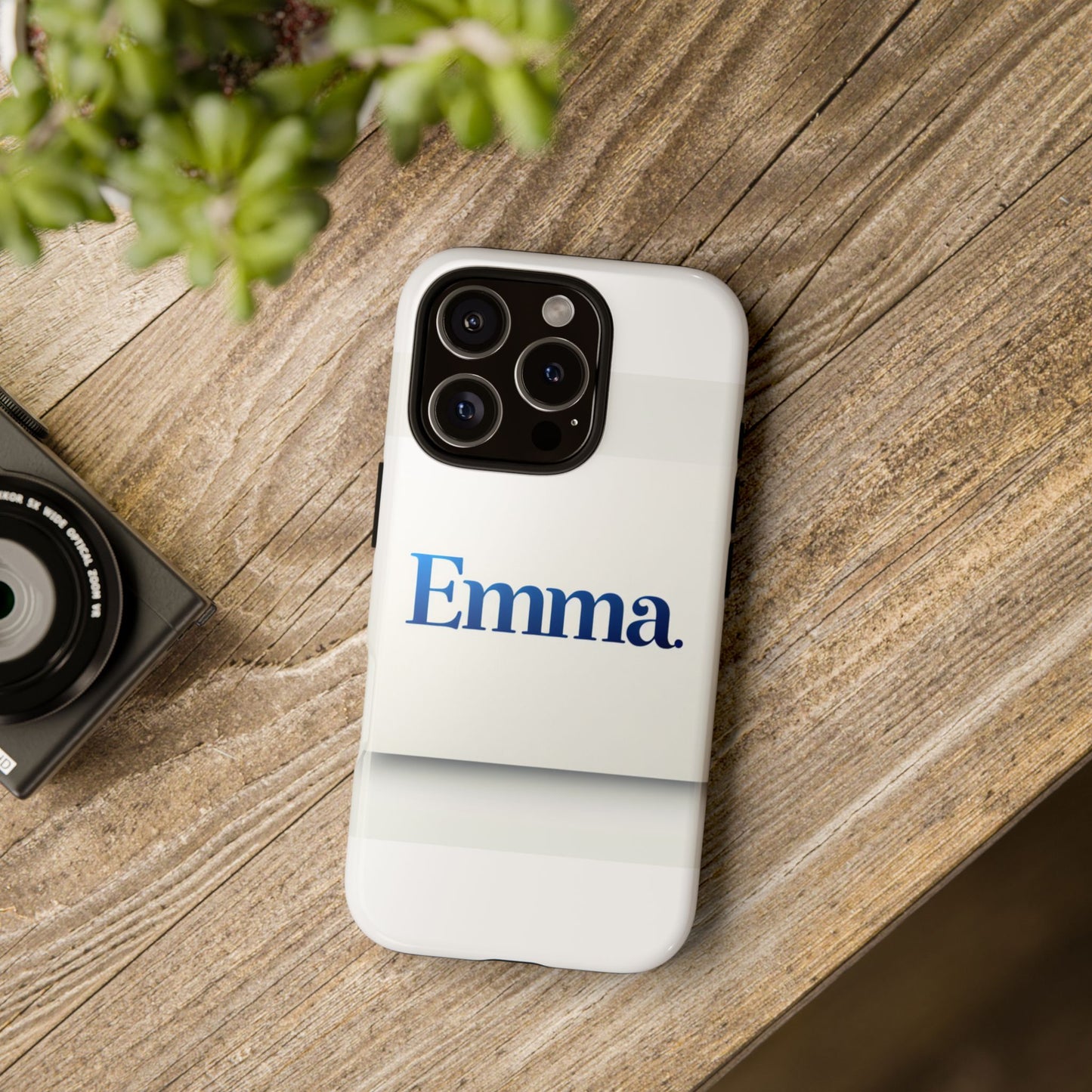 elegant personalised protective phone case in white with blue typography for stylish individuals compatible with iphone 13, 14, 15 & 16 – all models including pro, pro max & plus