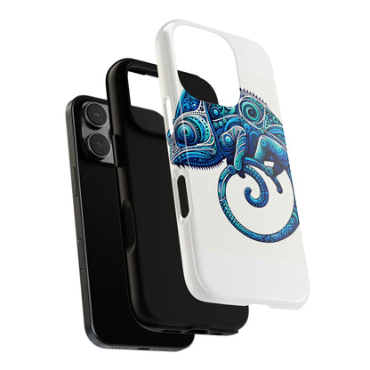 Vibrant 3D Wrap Protective Phone Case with Blue Chameleon Design, Creative Accessory for Unique Style, Compatible with iPhone 13, 14, 15 & 16 – all models including Pro, Pro Max & Plus