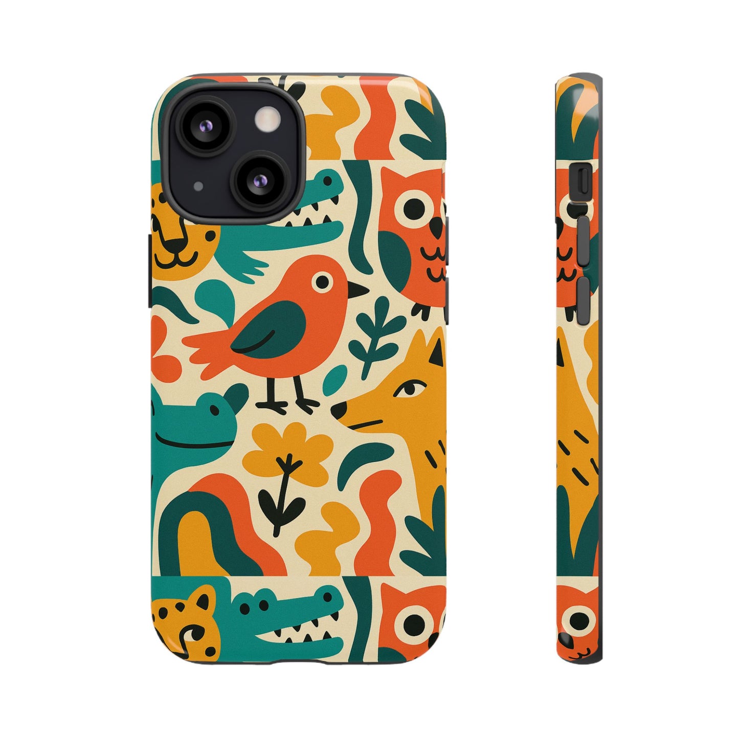 vibrant animal print protective phone case with 3d wrap design for unique style and expression compatible with iphone 13, 14, 15 & 16 – all models including pro, pro max & plus