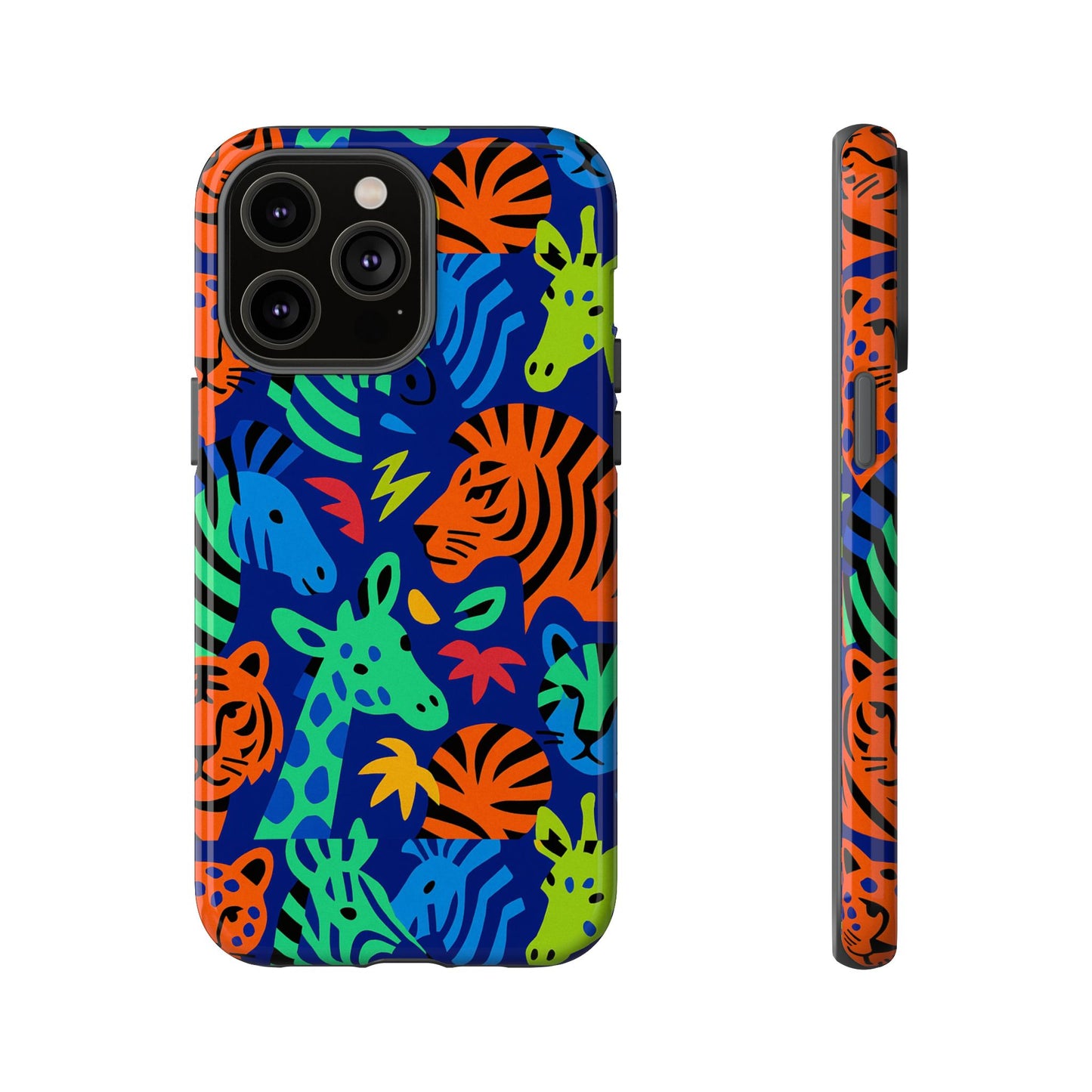 vibrant animal print 3d wrap protective phone case stylish accessory for men and women compatible with iphone 13, 14, 15 & 16 – all models including pro, pro max & plus