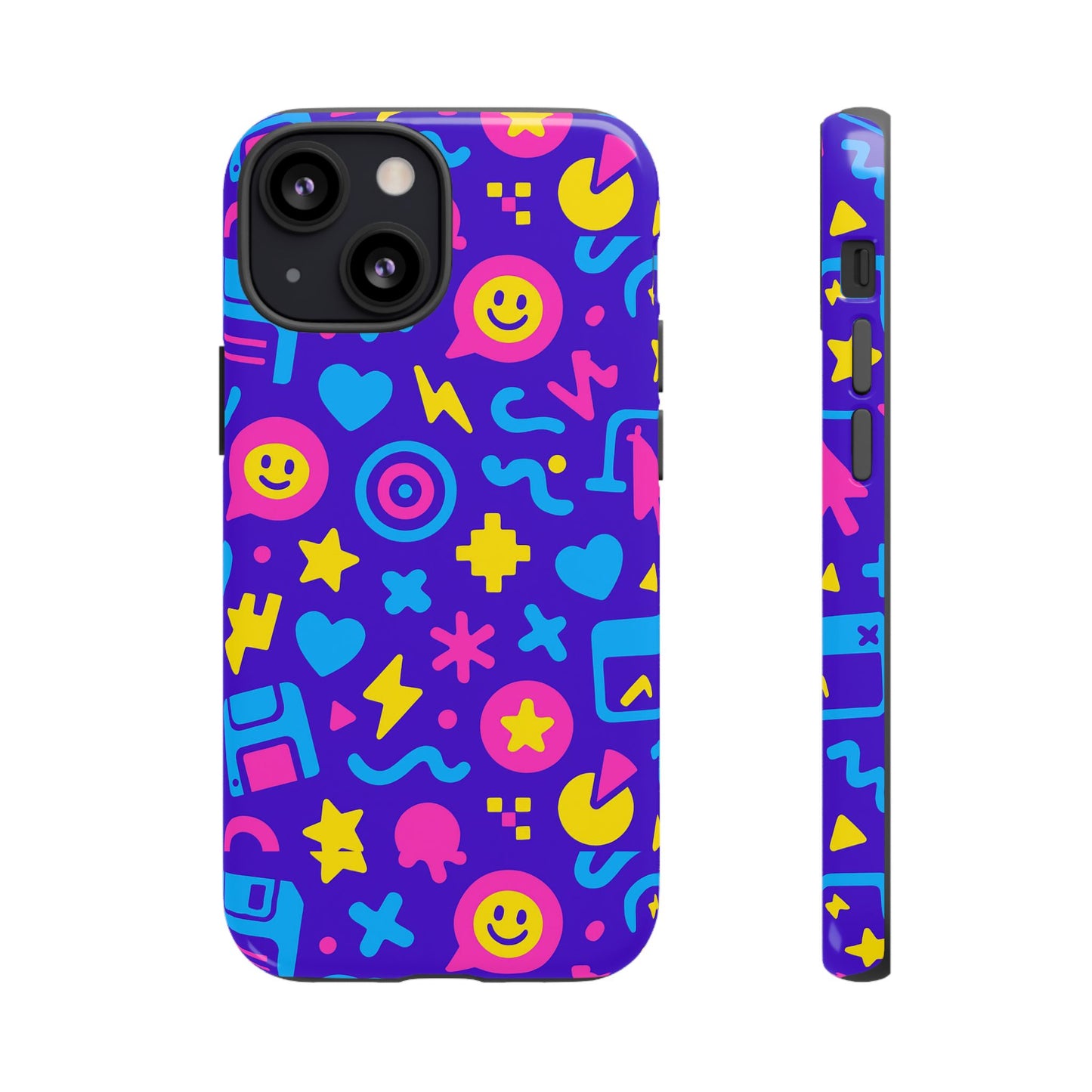 multicolor y2k protective phone case with 3d wrap design – fun and playful accessory compatible with iphone 13, 14, 15 & 16 – all models including pro, pro max & plus