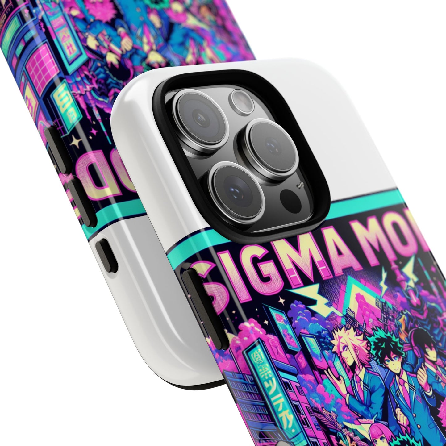 sigma mode activated vibrant protective phone case for anime and comic lovers, shock absorbing tpu silicone, 3d wrap design, uv protected, glossy or matte finish