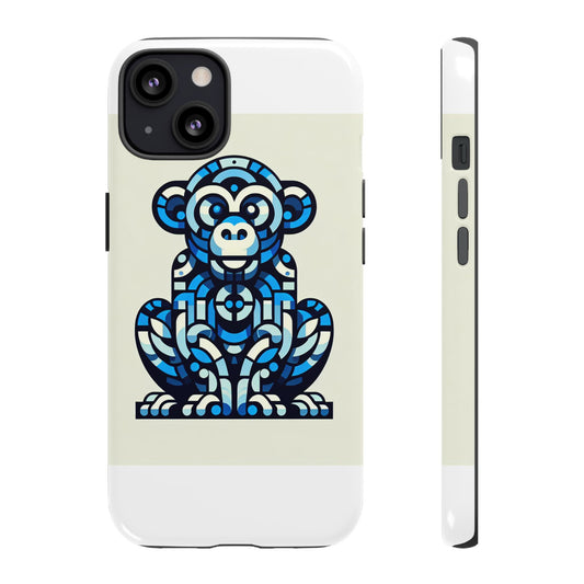 Vibrant Blue 3D Wrap Phone Case with Playful Monkey Design for Creative Individuals Compatible with iPhone 13, 14, 15 & 16 – all models including Pro, Pro Max & Plus