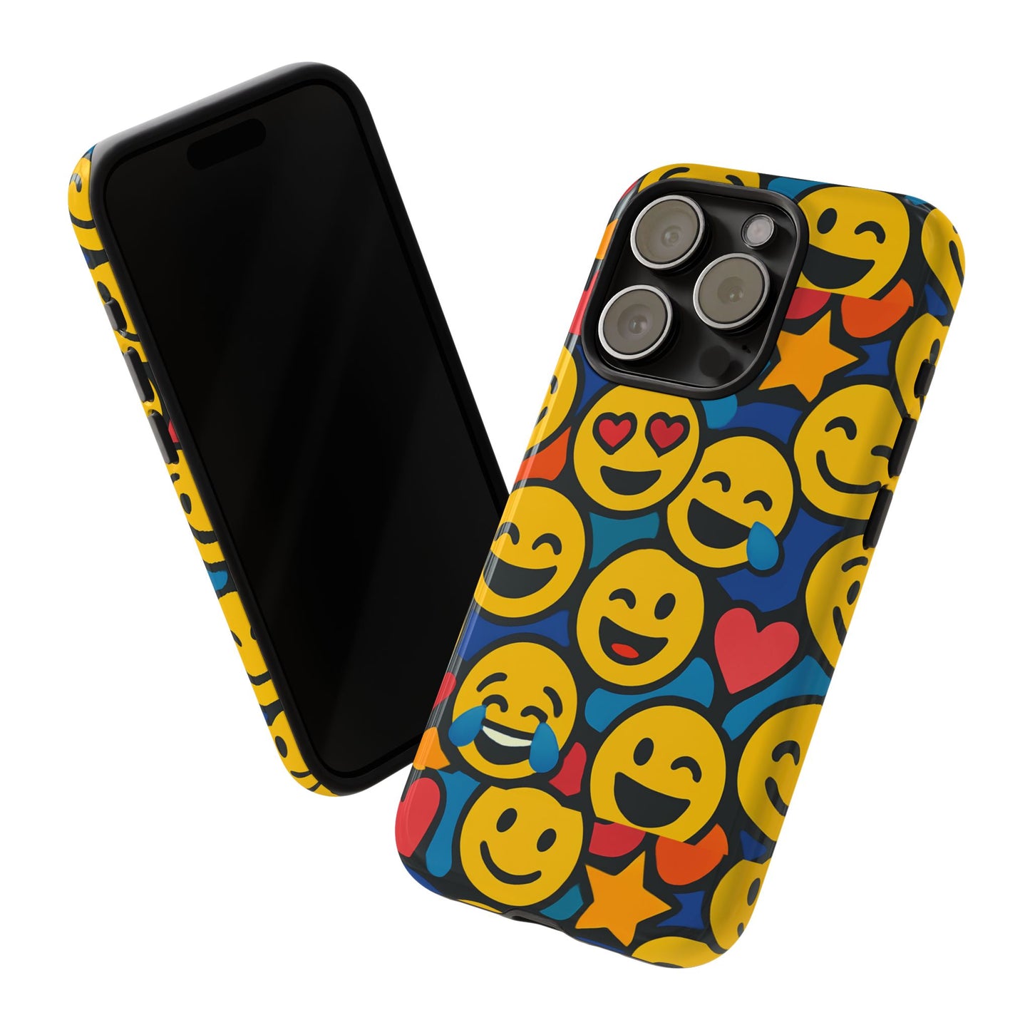 multicolour emoji protective phone case with 3d wrap design fun accessory for unisex compatible with iphone 13, 14, 15 & 16 – all models including pro, pro max & plus