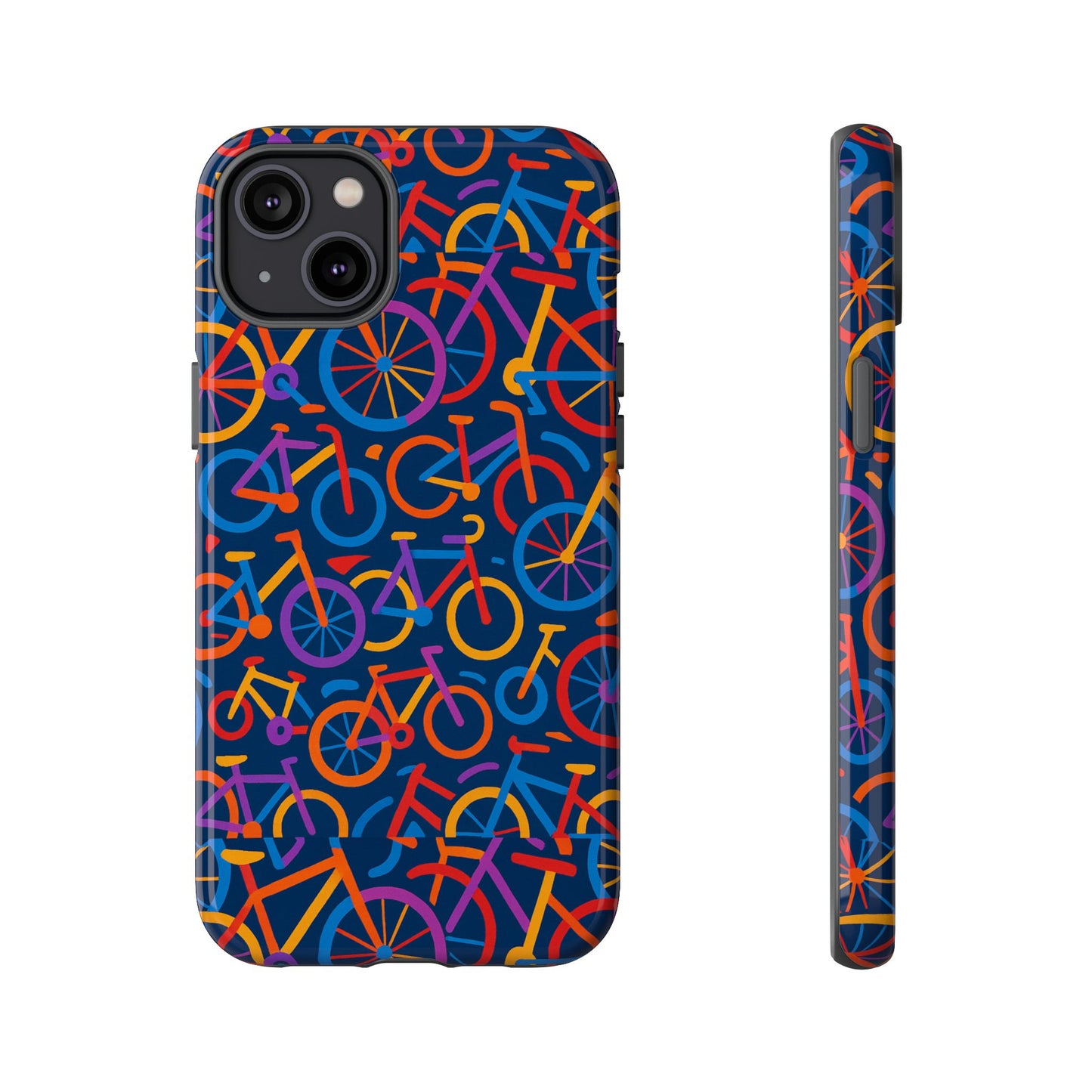 multicolour 3d bicycle pattern protective phone case stylish design for creative individuals compatible with iphone 13, 14, 15 & 16 – all models including pro, pro max & plus