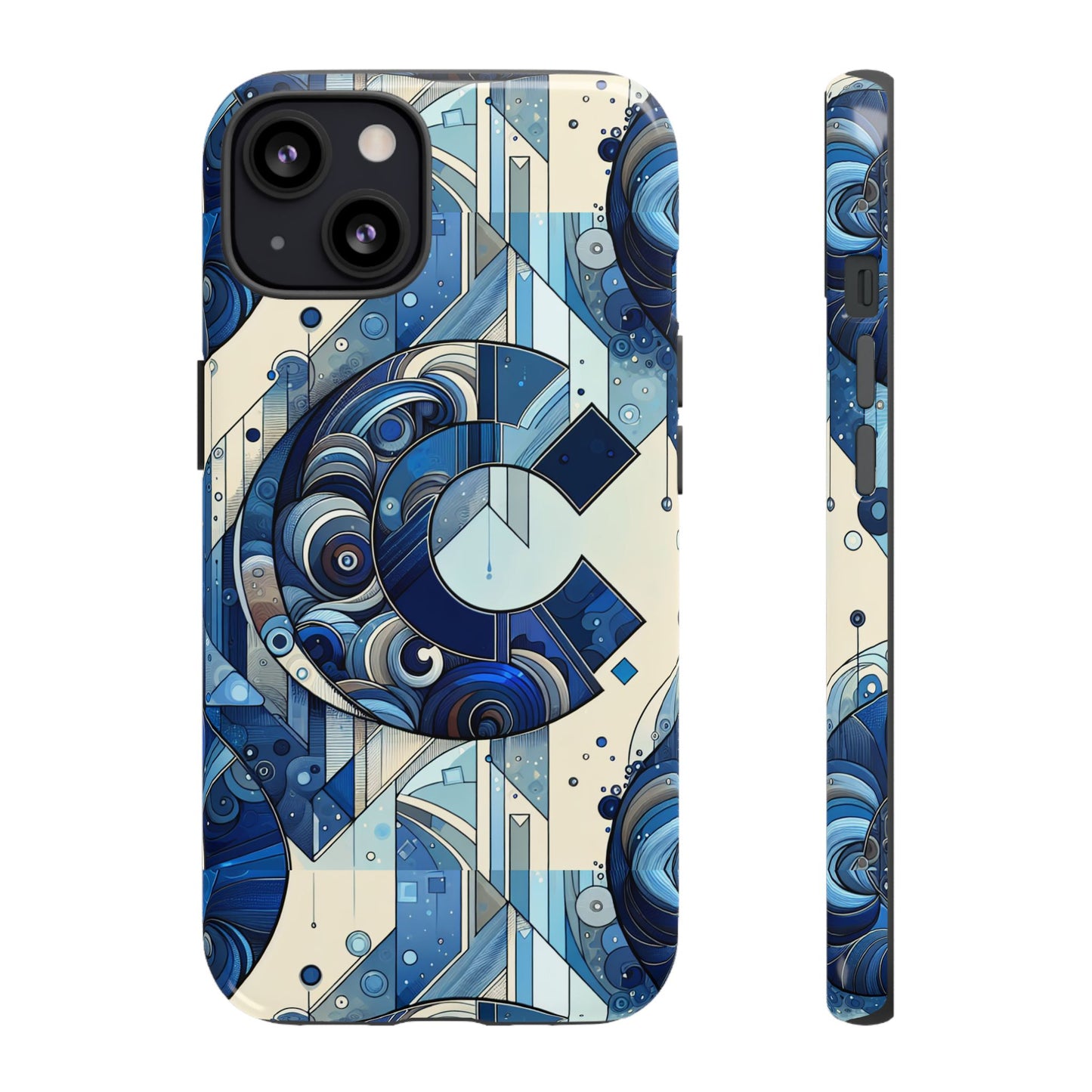 blue alphabet c phone case for smartphone protection with 3d wrap design, shock absorption, uv protection, durable silicone material, suitable for tech enthusiasts and individuality seekers