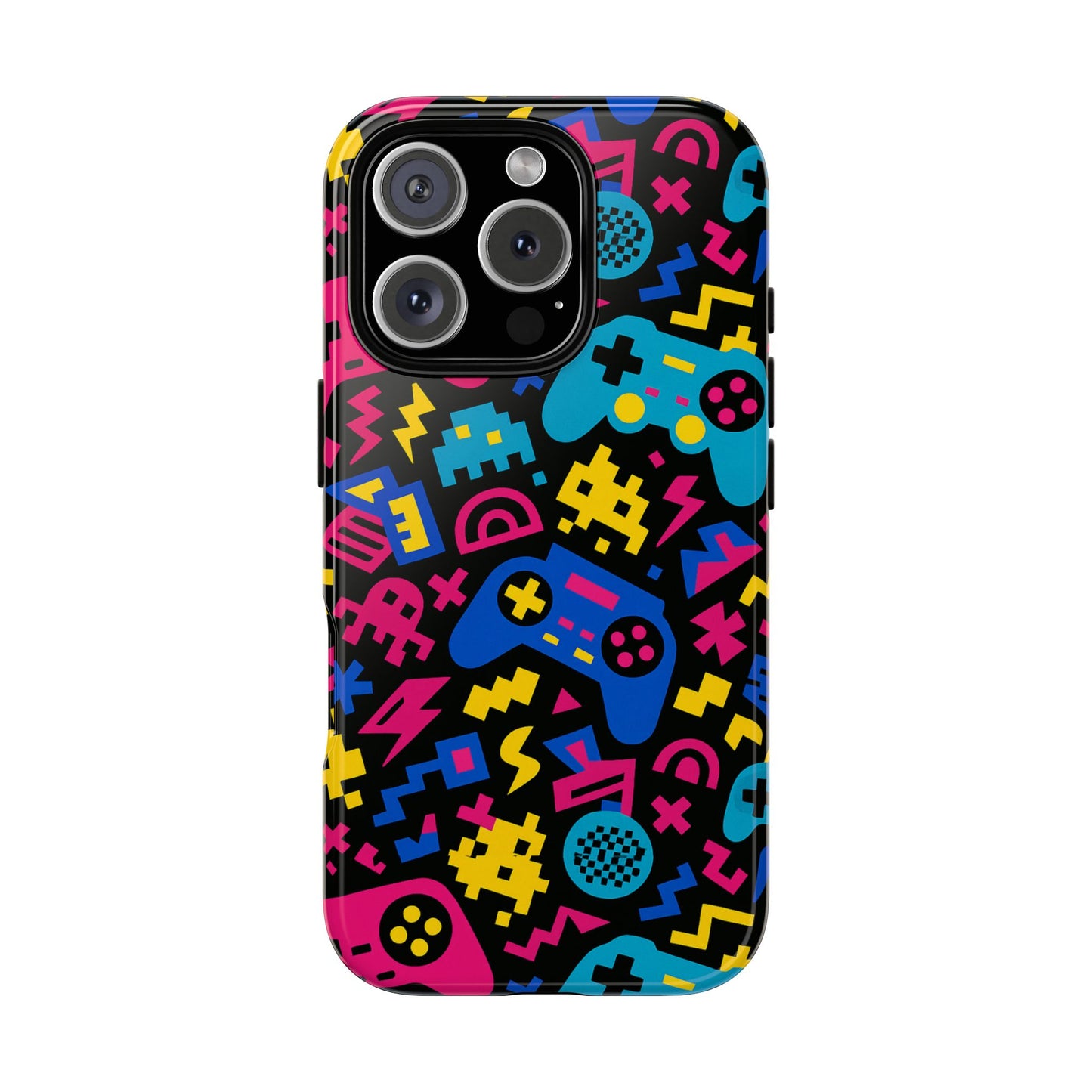 vibrant retro gaming phone case with 3d design for stylish protection compatible with iphone 13, 14, 15 & 16 – all models including pro, pro max & plus