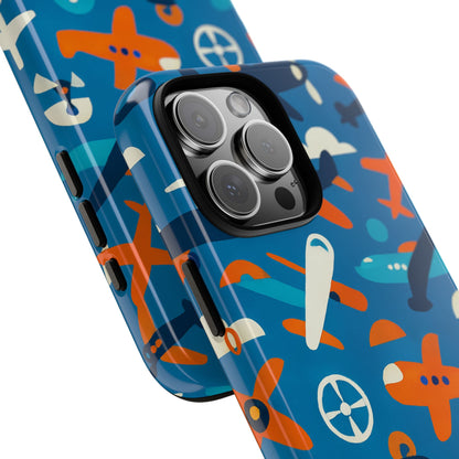 Vibrant 3D Airplane Print Phone Case in Blue – Fun Retro Design for Stylish Protection – Compatible with iPhone 13, 14, 15 & 16 – all models including Pro, Pro Max & Plus
