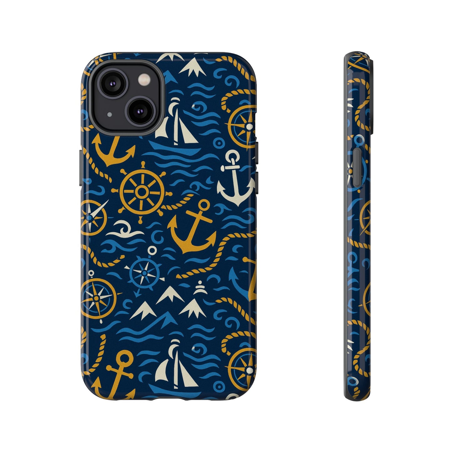 vibrant nautical blue phone case with 3d anchor design for stylish protection compatible with iphone 13, 14, 15 & 16 – all models including pro, pro max & plus