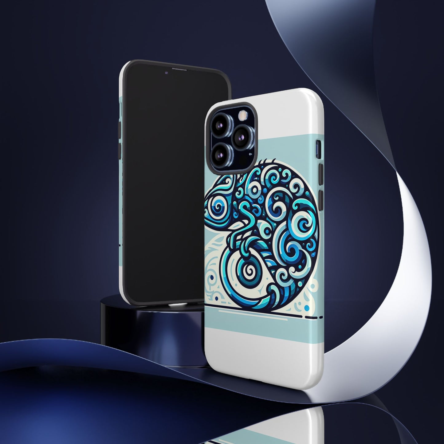 vibrant 3d wrap protective phone case with playful chameleon design in blue – unique accessory for self-expression compatible with iphone 13, 14, 15 & 16 – all models including pro, pro max & plus