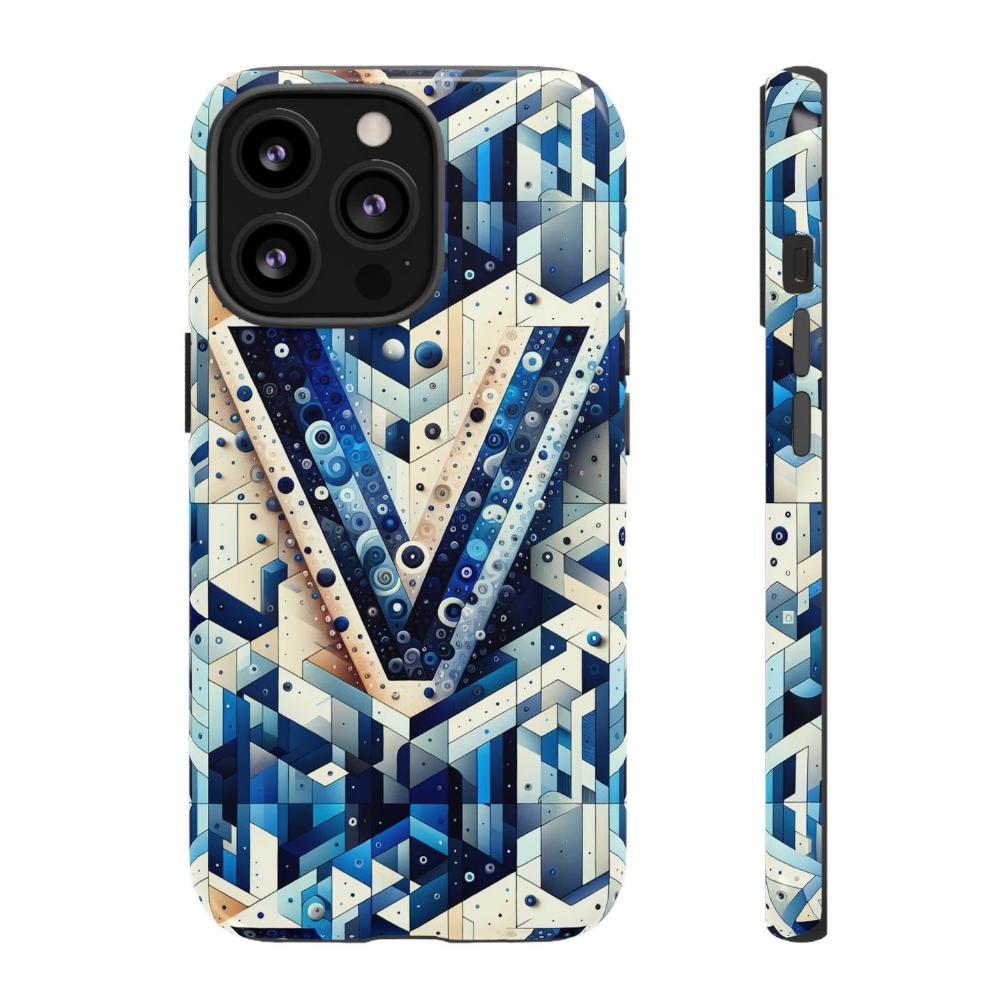 blue alphabet v phone case for samsung and iphone shockproof protective cover with 3d wrap design and uv resistance