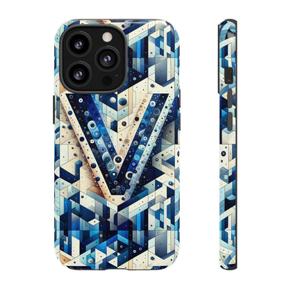 Blue Alphabet V Phone Case for Samsung and iPhone Shockproof Protective Cover with 3D Wrap Design and UV Resistance