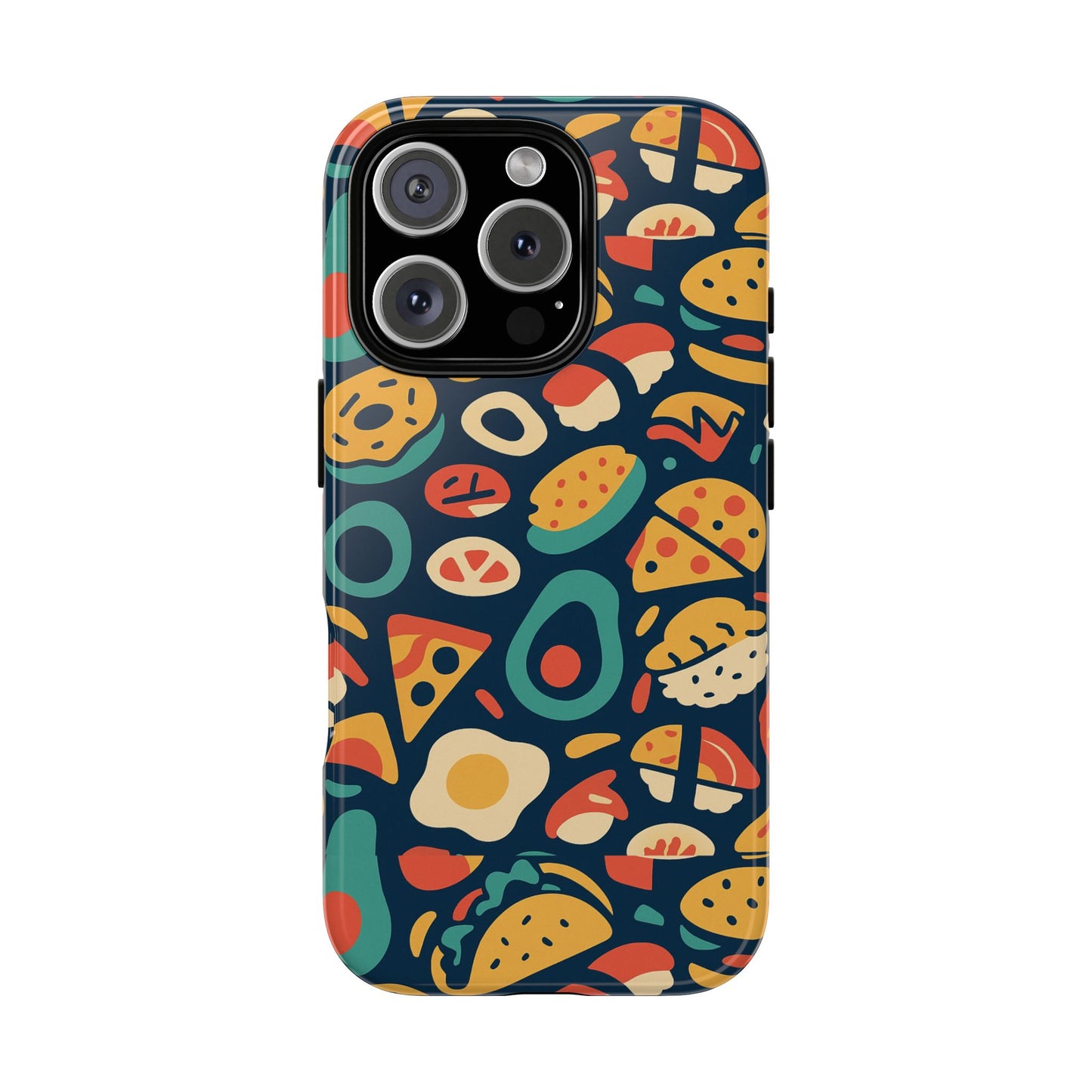 vibrant food-themed protective phone case with 3d design for stylish protection compatible with iphone 13, 14, 15 & 16 – all models including pro, pro max & plus