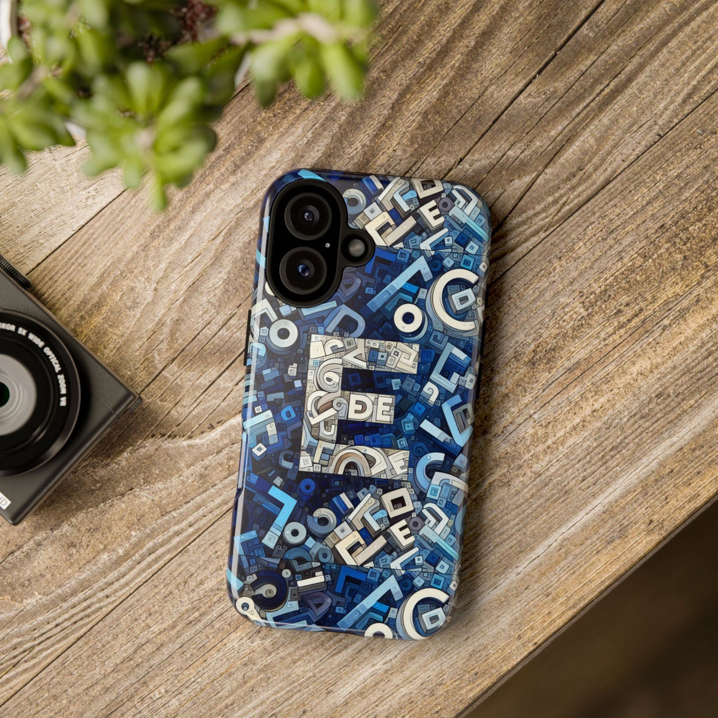 blue alphabet e phone case with 3d wrap design for stylish protection and personalised tech accessory for men and women