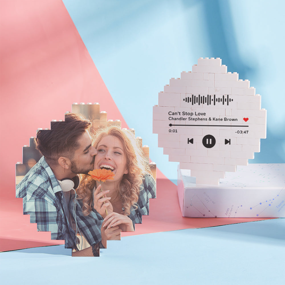 custom music code building block personalized photo brick puzzles for diy fun, creative projects, gifts for kids and adults, unique interlocking display, 5 sizes available