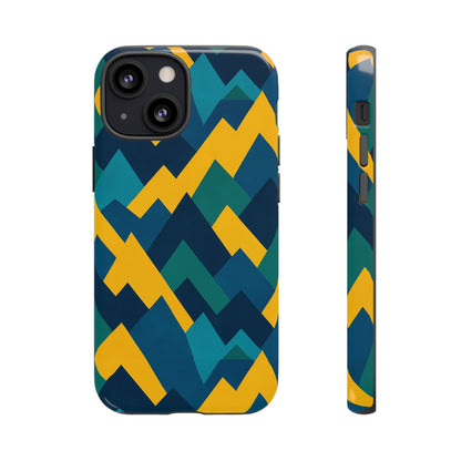 Vibrant Geometric Mountain Design Protective Phone Case for Unique Style and Durable Protection Compatible with iPhone 13, 14, 15 & 16 – all models including Pro, Pro Max & Plus