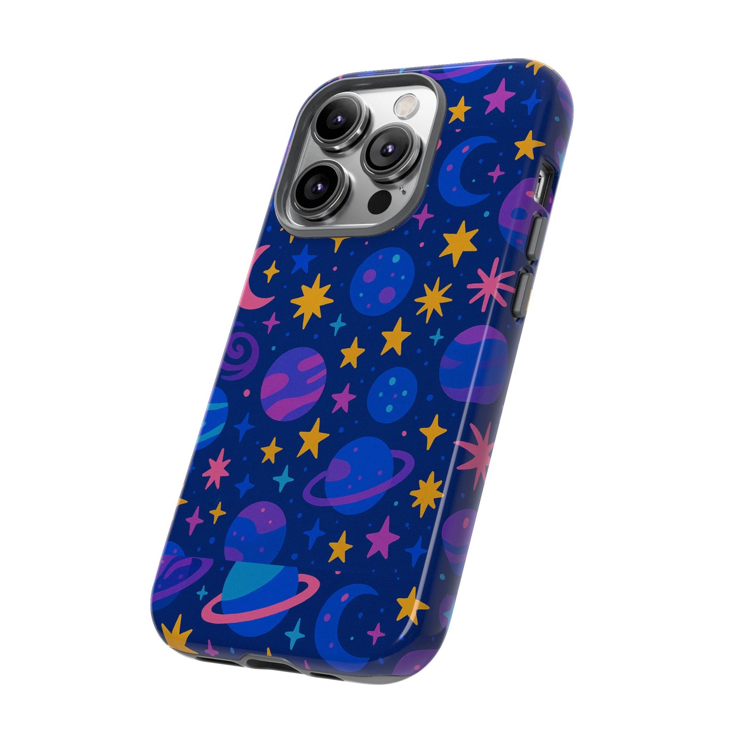 vibrant space theme protective phone case for unisex – colourful 3d design fashion accessory compatible with iphone 13, 14, 15 & 16 – all models including pro, pro max & plus