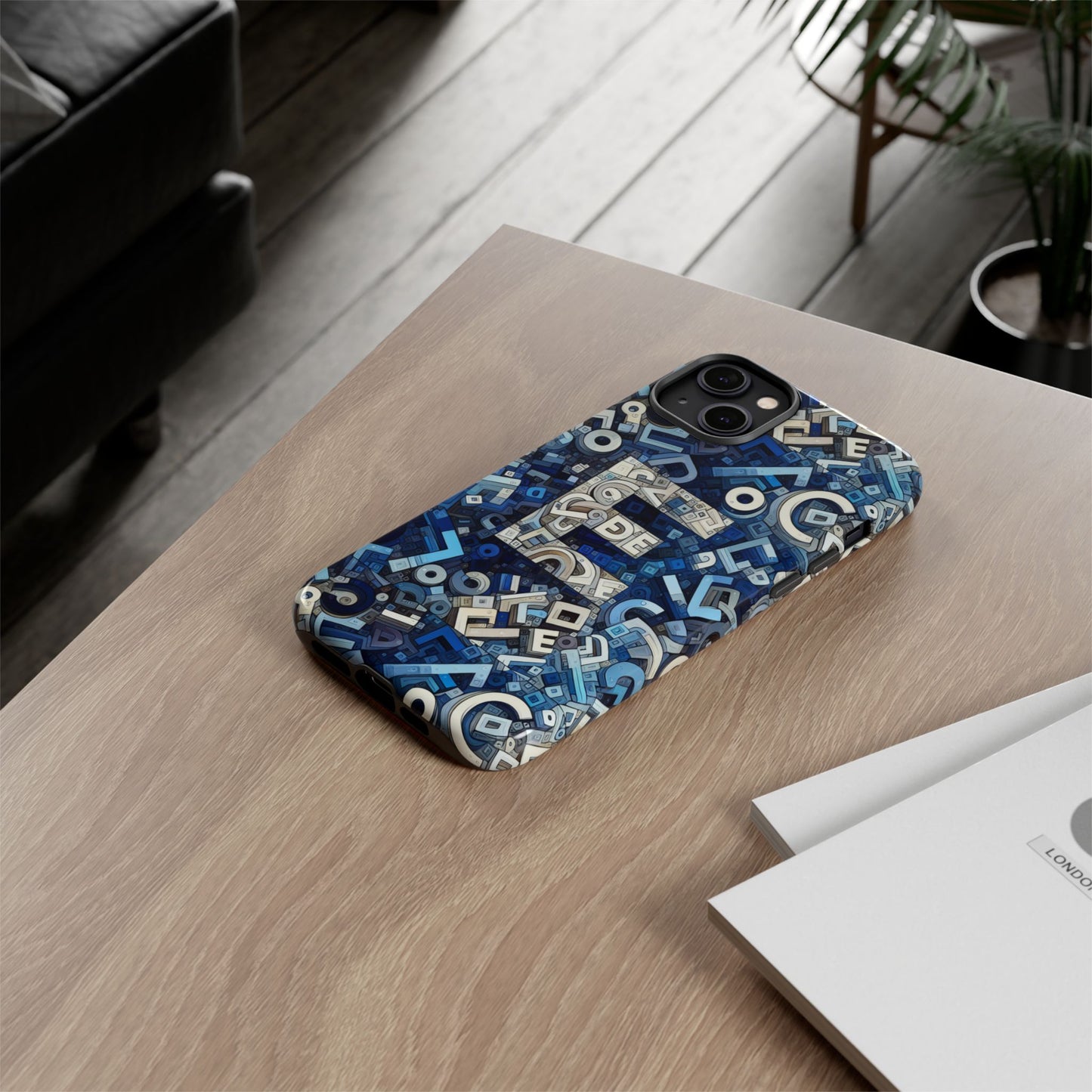 blue alphabet e phone case with 3d wrap design for stylish protection and personalised tech accessory for men and women