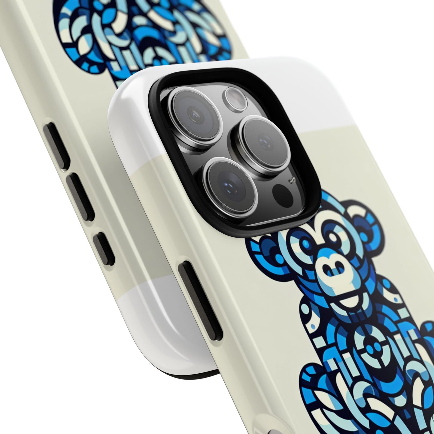 vibrant blue 3d wrap phone case with playful monkey design for creative individuals compatible with iphone 13, 14, 15 & 16 – all models including pro, pro max & plus