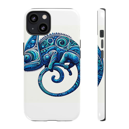 Vibrant 3D Wrap Protective Phone Case with Blue Chameleon Design, Creative Accessory for Unique Style, Compatible with iPhone 13, 14, 15 & 16 – all models including Pro, Pro Max & Plus