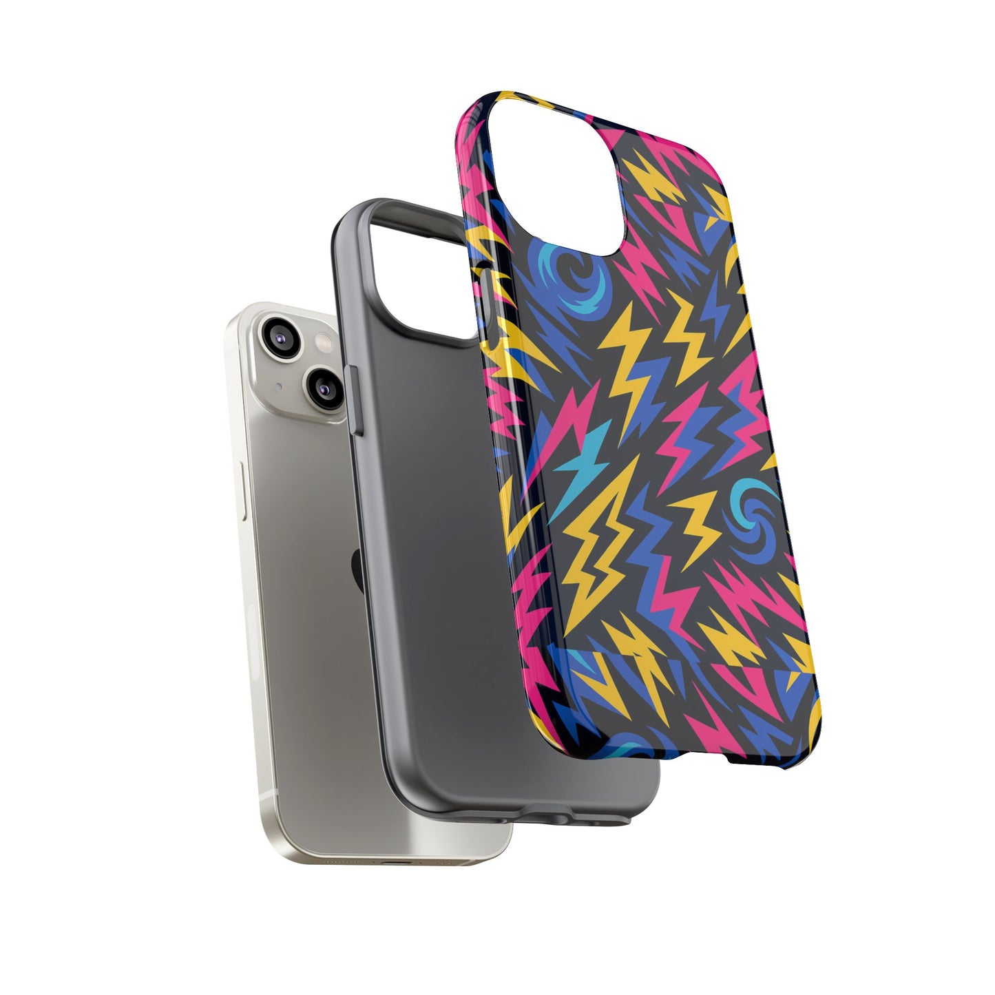 vibrant lightning bolt protective phone case with 3d wrap design for trendy aesthetic accessories compatible with iphone 13, 14, 15 & 16 – all models including pro, pro max & plus