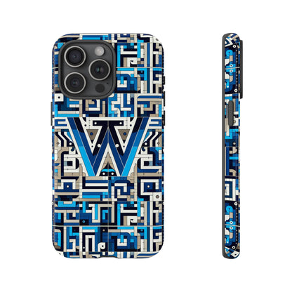 Letter Blue Alphabet W Phone Case for Smartphones Durable Shockproof Protective Cover with 3D Wrap Design for Anime and Comic Style Fans