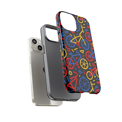 Multicolour 3D Bicycle Phone Case with Retro Design for Stylish Protection Compatible with iPhone 13, 14, 15 & 16 – all models including Pro, Pro Max & Plus