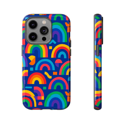 Vibrant Rainbow Geometric 3D Wrap Protective Phone Case for Stylish Accessories Compatible with iPhone 13, 14, 15 & 16 – All Models Including Pro, Pro Max & Plus